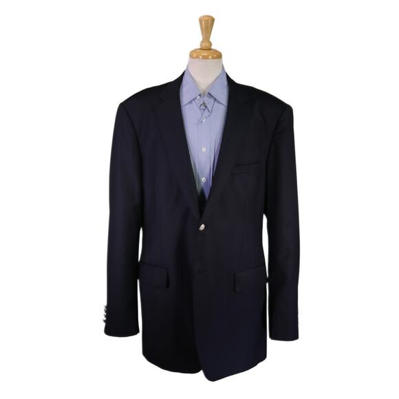 Savile of London Custom Dormeuil Wool Navy 2Btn Silver Metal Buttons Blazer 48XL - Picture 1 of 10